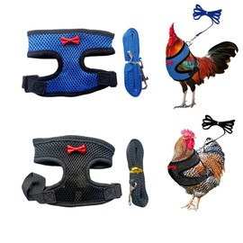 Pack of 2 Chicken Harness with Lead, Adjustable Chicken Harness with Lead, Breathable Chicken West, Training Harness, Pet Harness for Chicken, Hen, Duck or Goose Running Training