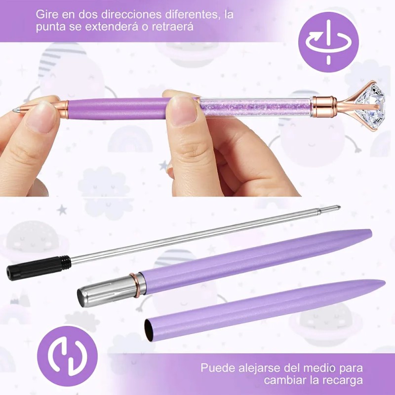 11 Pzs Lapiceros Diamante Bolígrafos Brillo Pluma Exterior Violeta
