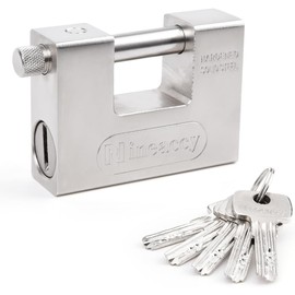 JBBFCAN 5 Keys Super Silver Heavy Duty Padlock Lock for Garage Warehouse Shipping Container