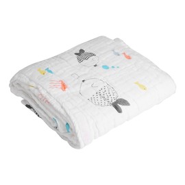 Ultra Soft Absorbent Baby Muslin Swaddle Cotton Blanket Bath Towel (Fish)