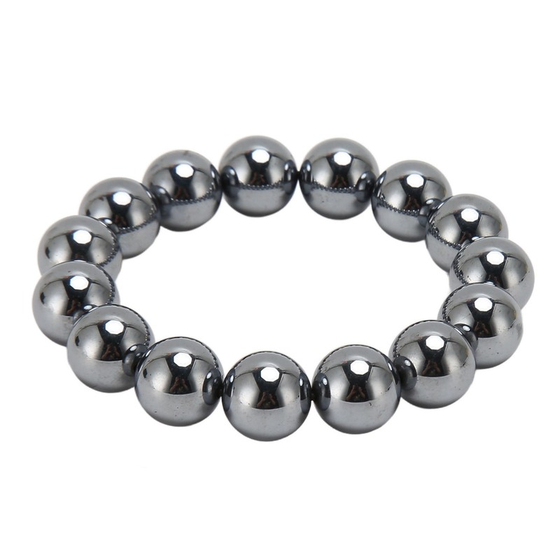 14mm Terahertz Stone Bracelet Promote Circulation Round Beads Chian Bracelet