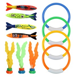 IOPJLK Underwater Diving Toy Set 11 Pieces, Swimming Pool Toy for Children, Diving Rings for Children Aged 4-6 Years, Underwater Diving Game Pool Training Toy, Toypedo Bandits