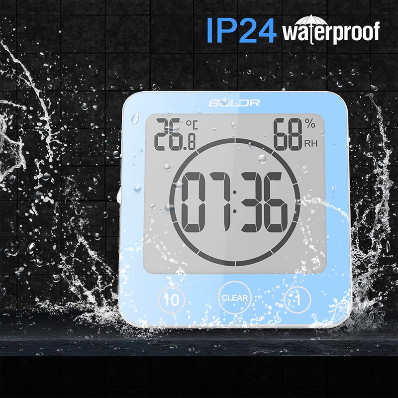 ZONJIE Bathroom Clock - Waterproof Shower Clock for Bathroom, Digital