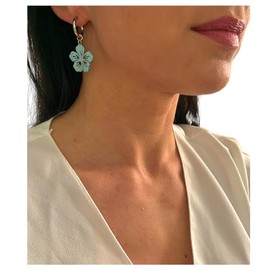 NataschaWoge¬Æ Blumen Aloha Hawai Bl√ºte Sommer Edelstahl GOLD Huggie Creolen Ohrringe Schmuck f√ºr sie Geschenk Silber Damenschmuck Freundin (Silber)