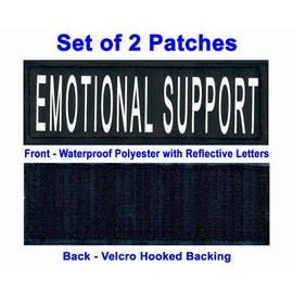 Just 4 Paws Reflective Patches Hook Backing-Service Dog, Emotional Support, Therapy Dog, in Training, Do Not Pet, Best Friend, for Animal Vest & Harnesses (Emotional Support, (XS) 1” X 3-1/2”)