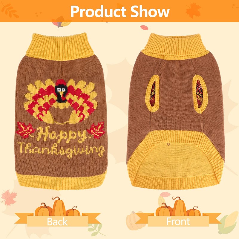 YUEPET Thanksgiving Dog Sweater with Turkey Pattern, Classic Knit Pullover