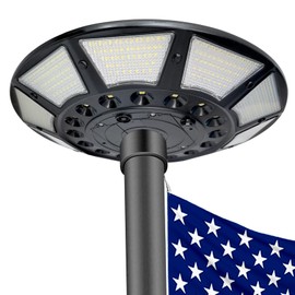 Flag Pole Light Solar Powered 566 Ultra Bright 6000K White LED Lights with DC Charge Port Full Coverage for 5’x8’ Flags 20 Hrs of Illumination Outdoor Dusk to Dawn Fits 15-40 ft Flagpoles