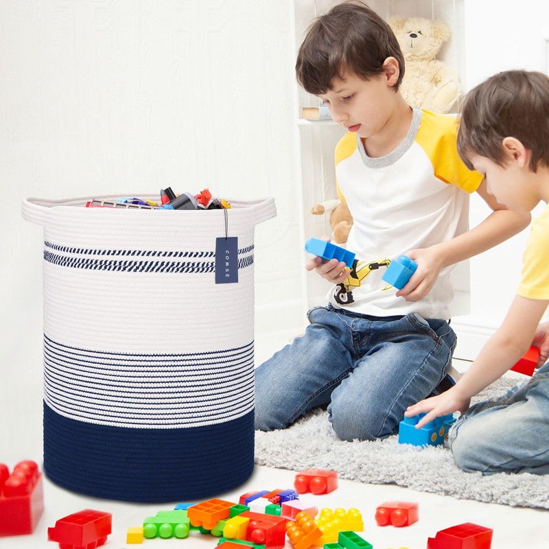 COMSE Extra Large Blanket Basket, Tall Laundry Basket, Nursery Hamper,
