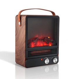 Electric Fireplace Heater for Indoor Use, 1500W High Heat Space Heater, 15" Heater Fireplace with Realistic Flame, Safety Protection, 4 Flame Brightness Portable Fireplace Heater for Christmas Decor