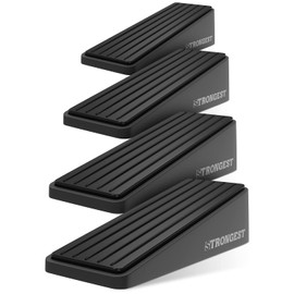 STRONGEST HOME Strongest Door Stopper, Heavy Duty Door Stop Wedge Made of Premium Quality Zinc and Rubber Suits Any Door,Any Floor. Set of 4 and Additional Self Adhesive Wall Protectors