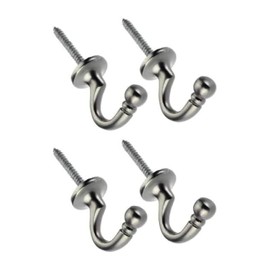 SISI UK® 4 Pack Curtain Tie back Hooks U Ball End Curtain Holdbacks Heavy Duty Curtain Tie Band Rope Hook Door Wall Clothes Coat Hangers Hooks (Satin Chrome)