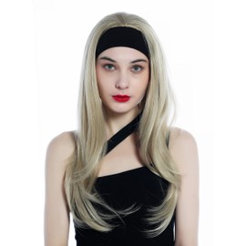 WIG ME UP - H9306-24 Wig Hairpiece Half Wig with Headband Blonde Medium Blonde Ash Blonde Long Straight Hair Extension 65 cm