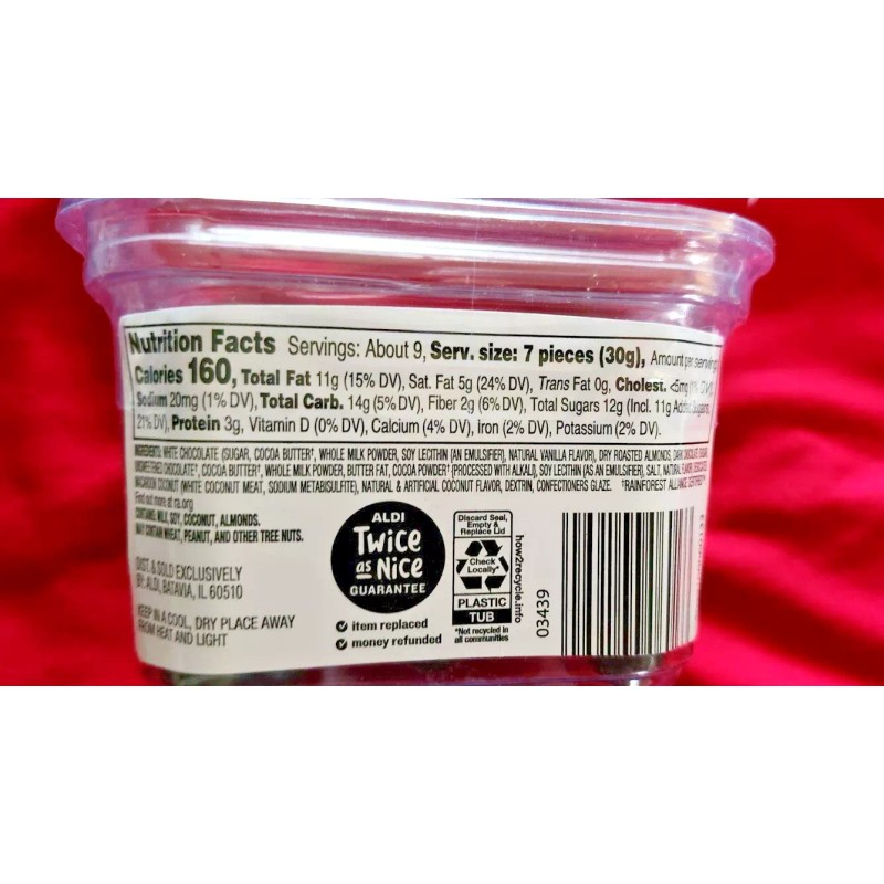 ALDI 2 PACK DARK CHOCOLATE COCONUT ALMONDS