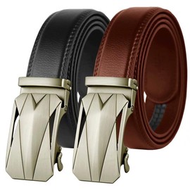 GUBOSS Genuine Cow Leather Belts With Automatic Ratchet Buckle,Classic and Retro Fashion Designs 110-130CM