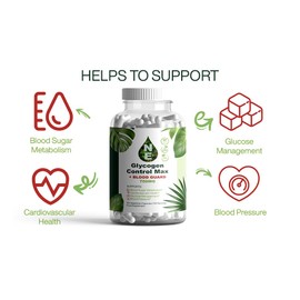 Glycogen Control Max| Glyco Care and Guard| Vegan | Natural Supplement| 120 Capsules| 700mg |Gluten-Free| 120 Servings | 60 days supply| No Additives or Fillers