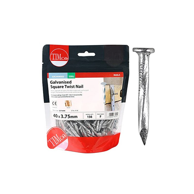 TIMCO GST40MB Galvanized Square Twist Nail 40 x 3.75-0.5kg Bag