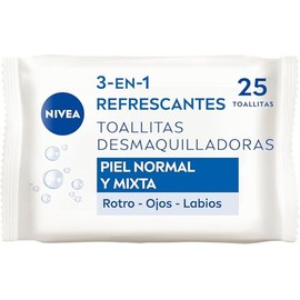 NIVEA Refreshing Makeup Remover Wipes (1 x 25 Pieces), Make-Up Wipes for Normal and Combination Skin, Wet Wipes for Face, Eyes, Lips and Neck