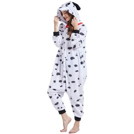 HEWERON Adult Cartoon Onesie Pajamas Animal Spotty Dog Cosplay Costume Homewear Sleepwear for Women and Men