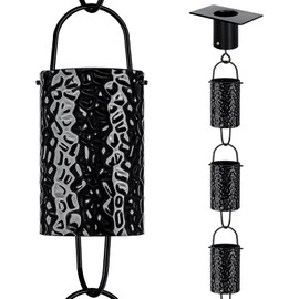 Rain Chains for Gutters Outside Black with Adapter 8.5FT 16 Cups
