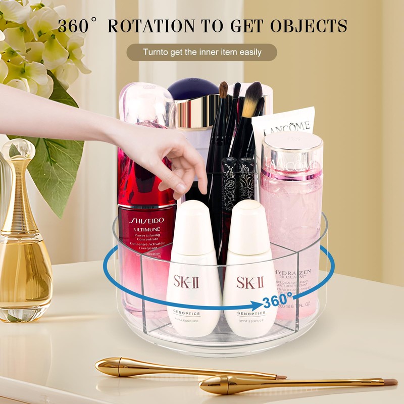 360° Rotating Makeup Organizer Clear Lazy Susan Organizer for Vanity,