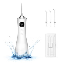 BUZHIWU Water Dental Flosser for Teeth, Portable Cordless Water Flosser with 300ML Rechargeable with Type-C, IPX7 Waterproof Water Flossers for Adults with 3 Intensity Modes and 3 Flossing Tips