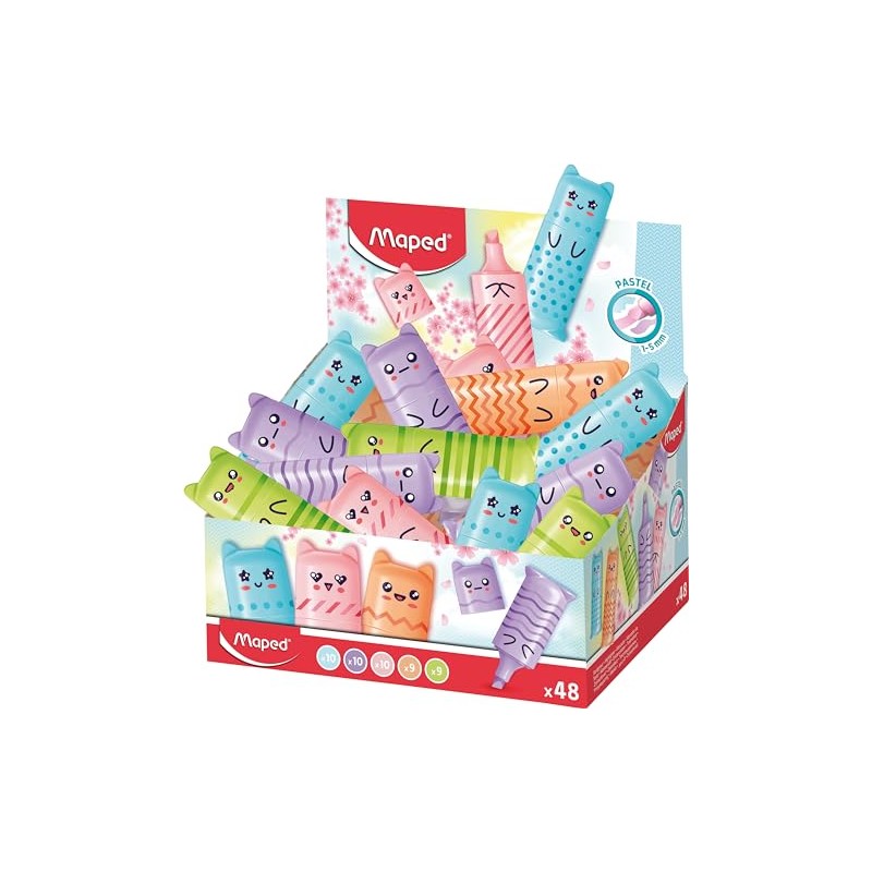 Maped 48 Mini Pastel Pens - Small Original Figure Shaped