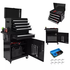 Unbranded 5-Drawer Tool Chest with Wheels, Large Tool Cabinet with Drawers, Lock & Liner - Black