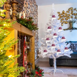 Pink Burgundy Mini Santa Hat 13x12cm - Christmas Tree Hanging Decorations Festive Decorative Ornaments Fairy Tale Themed Xmas Tree Pendant