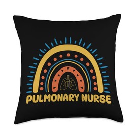 Pulmonary Nurse Job Designs Respiratory Therapist Pulmonary Boho Rainbow Breathing Treatment Nursing Throw Pillow, 18x18, Multicolor