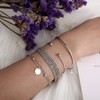 Bufenia Simple Silver Shiny Bangle Sequin Bracelet Chain Multilayer Tassel