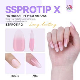 SAVILAND PRESS ON Nail: 160pcs French Gel Nail Tips Medium Almond French Tips Full Cover Fake Nails Pink White Gradient Nail Press On Fake Nail Tips Soft Gel x Nail Tips DIY Nail Extensions for Nail