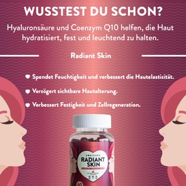 GOMICARE - Q10 Gummibärchen - Coenzym Q10 - Hyaluron - Zuckerfrei Gummibärchen Vegan - Für strahlende Haut, Feuchtigkeit & Elastizität - 60 Stück - Glutenfrei