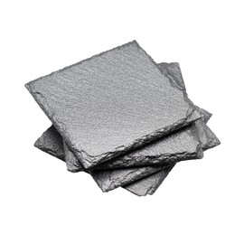 T. VICTORIA Silver Glitter Shimmer Slate Square Stone Drink Coasters Set of 4-4"x4" Gift Home Bar