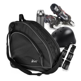 WOLT Ice Skate Bag Roller Skate Bag Backpack Adjustable Shoulder Bag for Youth and Adults, Premium Design - Color: Black
