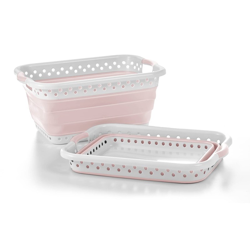 Pop & Load Collapse and Store Collapsible Plastic Laundry Basket,