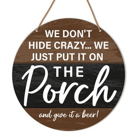 HSNBT Porch Sign Wall Decor, Porch Sign Decor for Door Outdoor Front Back Porch Patio Backyard Bar Rustic Wall Decorations, We Just Put It on The Porch