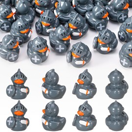LaRandom 50 Pcs Mini Knight Duck Figures Bulk Small Resin Knight Duckies Figurines Medieval Castle Soldier Duckies Tiny Statues for Medieval Party Supplies Gift Bag Filler Desktop Decor (Shield Duck)