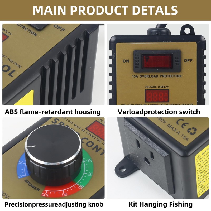 AC Motor Speed Controller 100V-120V, 15A Max – Electric Fan