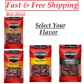 Jack Link's Beef Jerky, Half Pounder Large Jerky Bag, ( Select Your Flavor ) - Sweet & Hot,  9g of Protein per Serving