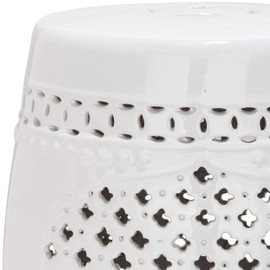 Safavieh Moroccan Quatrefoil Ceramic Decorative Garden Stool, White