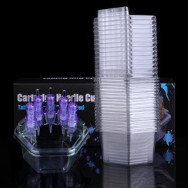 20 portavasos desechables hexagonales para cartuchos de tatuaje, bandeja de plástico para cartuchos de tatuaje, soporte para agujas de tinta, soporte para colocar agujas, vaso de plástico dese