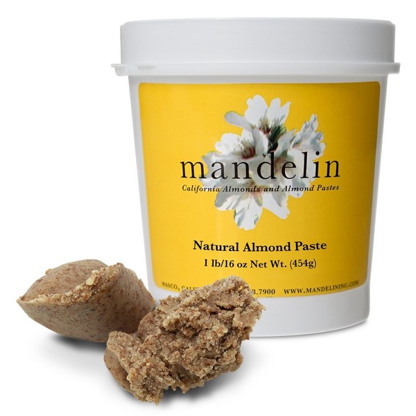 Mandelin Natural Almond Paste (1 lb/16 oz), 50% Almonds, 50% Sugar