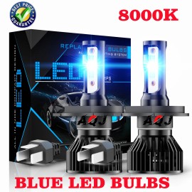 aqj H4 9003 LED Headlight Bulbs Car & Truck Parts High&Low Dual Beam Kit 8000K blue