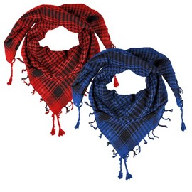LOVARZI Set of 2 Red Royal Blue Cotton scarf Tactical Desert Scarf - Shemagh Men and Women set gift scarfs - Camping Travel Accessory - Colourful Shamagh Kafia