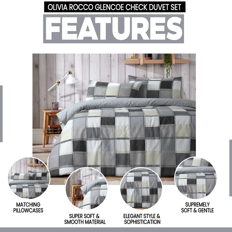 Olivia Rocco Glencoe Check Duvet Cover Set Easy Care Bedding