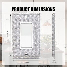 2 Pcs Shiny Silver Rhinestones Switch Plates And Outlet Covers Wall Plates Light Switch Cover Decorative Outlet Covers