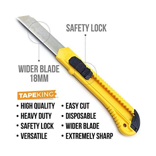 Tape King Utility Knife Box Cutters (12-Pack Bulk, 18mm Wide
