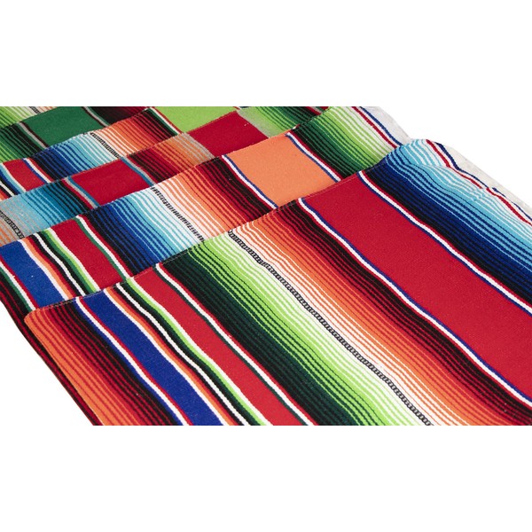 Threads West Genuine Mexican Table Runner Saltillo Serape Colorful Striped Sarape Made in Mexico Sold in Different Packs (1, Random Color)