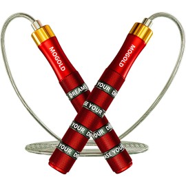 Cuerda de saltar para hombres, mujeres y niños, cuerda de saltar de alta calidad con rodamiento de bolas doble, giro de 360 grados, cuerda de saltar con cable de alambre de acero de PVC de 4