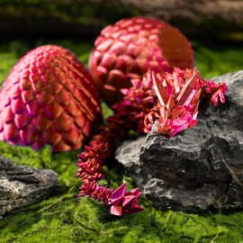 3D Printed Dragon in Egg,8.5CM Mini Dragon Egg,Flexible Joints Home Decor Executive Desk Toys,Home Office Decor Executive Desk Toys for Autism/ADHD (Red)